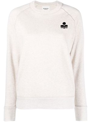 MARANT ÉTOILE flocked-logo crewneck sweatshirt - Neutrals