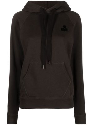 MARANT ÉTOILE flocked-logo drawstring hoodie - Black