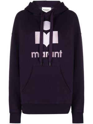 MARANT ÉTOILE flocked-logo drawstring hoodie - Purple