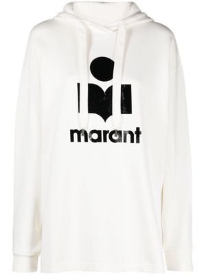 MARANT ÉTOILE flocked logo-print hoodie - White