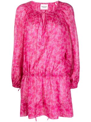 MARANT ÉTOILE floral-embroidery organic-cotton dress - Pink