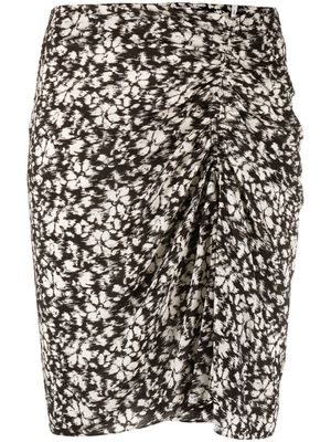 MARANT ÉTOILE floral-print asymmetric miniskirt - Black
