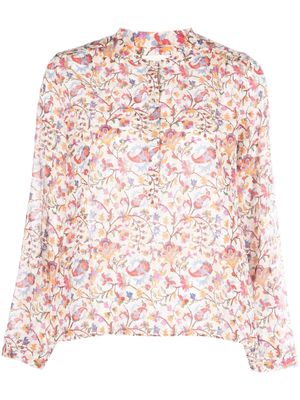 MARANT ÉTOILE floral-print band-collar blouse - Neutrals