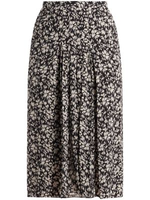 MARANT ÉTOILE floral-print high-waisted midi skirt - Black