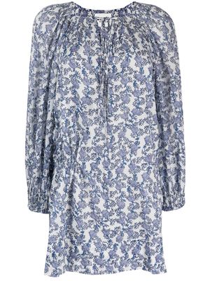 MARANT ÉTOILE floral-print long-sleeve mini dress - Blue