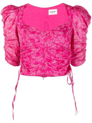 MARANT ÉTOILE floral-print puff-sleeve top - Pink