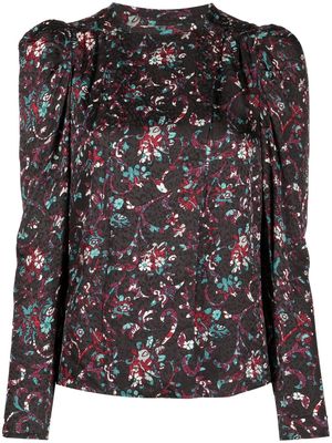 MARANT ÉTOILE floral-print silk blouse - Black
