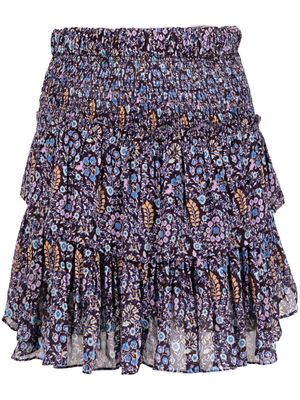MARANT ÉTOILE floral-print tiered skirt - Blue