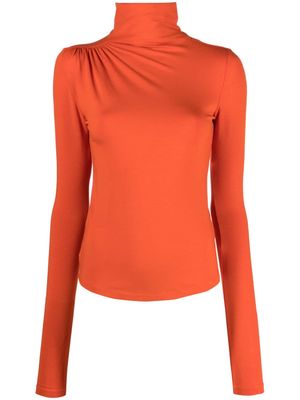 MARANT ÉTOILE funnel-neck ruched jersey top - Orange