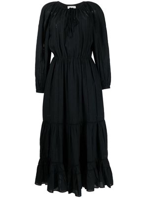 MARANT ÉTOILE gathered long-sleeve tiered dress - Black