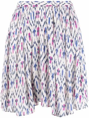 MARANT ÉTOILE geometric-print flared skirt - Neutrals
