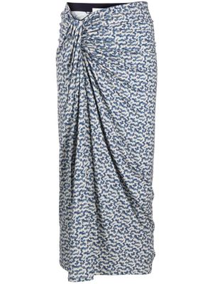 MARANT ÉTOILE graphic-print draped midi skirt - Blue