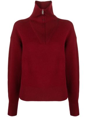 MARANT ÉTOILE half-zip merino-blend jumper - Red