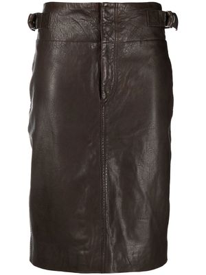 MARANT ÉTOILE high-waisted leather pencil skirt - Brown