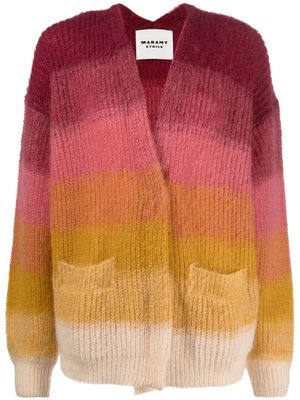 MARANT ÉTOILE horizontal-stripe knitted cardigan - Red