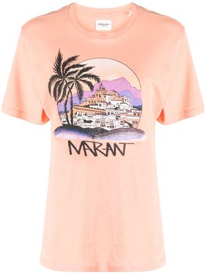 MARANT ÉTOILE illustration-print organic-cotton T-shirt - Orange