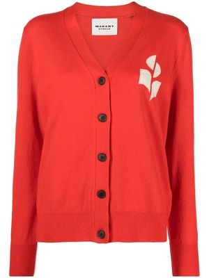 MARANT ÉTOILE intarsia-knit logo cardigan - Red