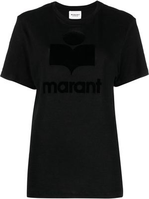 MARANT ÉTOILE Koldi flocked-logo linen T-shirt - Black