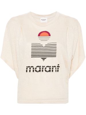 MARANT ÉTOILE Kyanza linen T-shirt - Neutrals