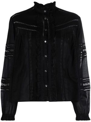 MARANT ÉTOILE lace-panelling organic cotton blouse - Black