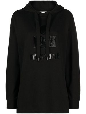 MARANT ÉTOILE logo-print flocked hoodie - Black