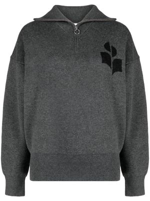 MARANT ÉTOILE logo-print zip-detail jumper - Grey