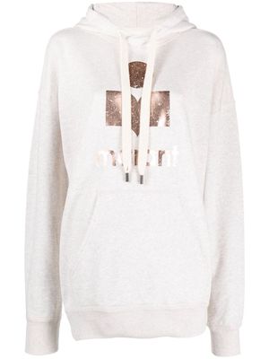 MARANT ÉTOILE Mansel logo-print drop-shoulder hoodie - Neutrals