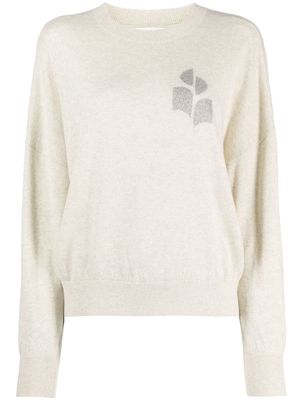 MARANT ÉTOILE monogram-embroidered fine-knit jumper - Neutrals