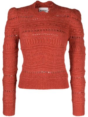MARANT ÉTOILE open-knit scallop-collar jumper - Orange