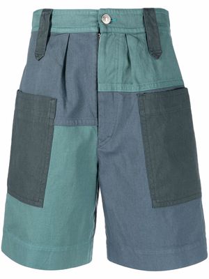 MARANT ÉTOILE patchwork knee-length shorts - Blue