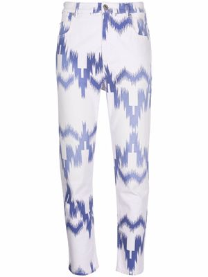 MARANT ÉTOILE patterned cropped jeans - White