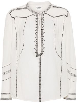 MARANT ÉTOILE Pelson embroidered cotton blouse - Neutrals