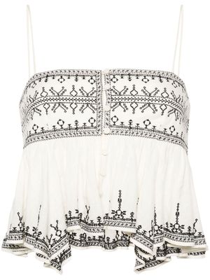 MARANT ÉTOILE Piyae geometric-embroidery top - White