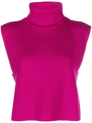 MARANT ÉTOILE roll-neck merino vest - Pink