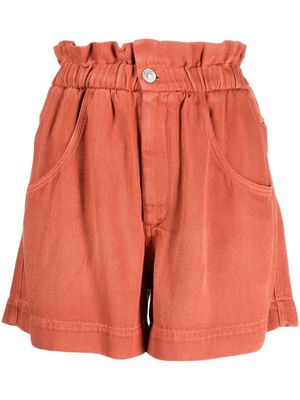 MARANT ÉTOILE ruched denim shorts - Orange