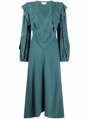 MARANT ÉTOILE ruffle-detail long-sleeve dress - Green