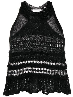 MARANT ÉTOILE ruffled pointelle-knit top - Black