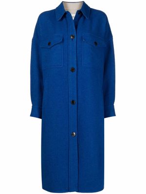 MARANT ÉTOILE single-breasted wool blend coat - Blue