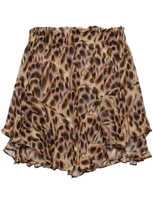 MARANT ÉTOILE Sornel animal-print flared shorts - Brown
