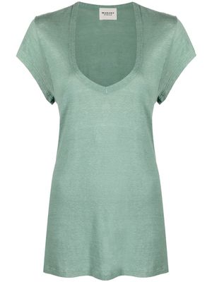 MARANT ÉTOILE V-neck linen T-shirt - Green