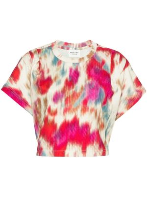 MARANT ÉTOILE Zilia abstract-print cropped T-shirt - Pink