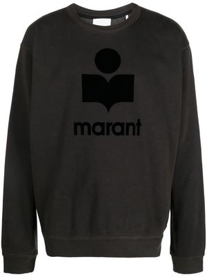 MARANT flocked-logo crew neck sweatshirt - Black
