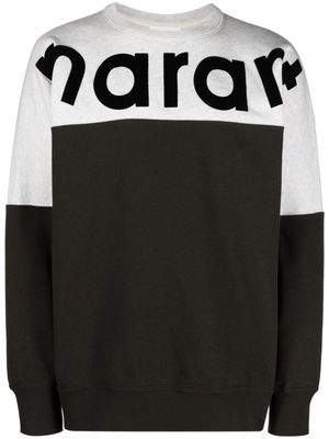 MARANT flocked-logo panelled sweatshirt - Black