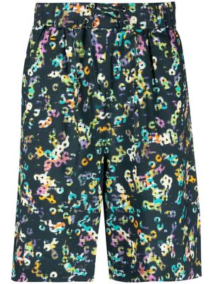 MARANT graphic-print straight-leg shorts - Blue