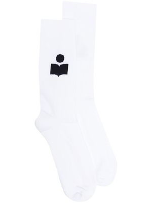 MARANT intarsia-knit logo socks - White
