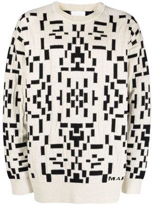 MARANT jacquard-logo geometric-print sweatshirt - Neutrals