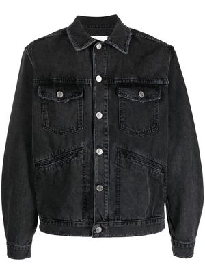 MARANT Jango logo-embroidered faded denim jacket - Black