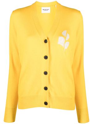 MARANT Karin intarsia-logo cardigan - Yellow