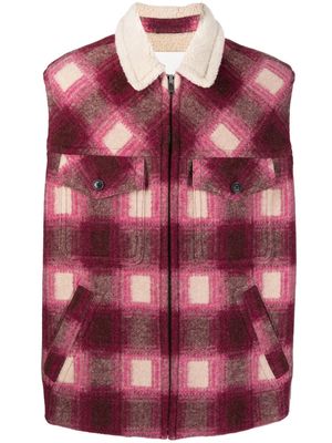 MARANT Kiraneo plaid-check zip-up gilet - Purple