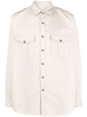 MARANT logo-embroidery cotton shirt - Neutrals